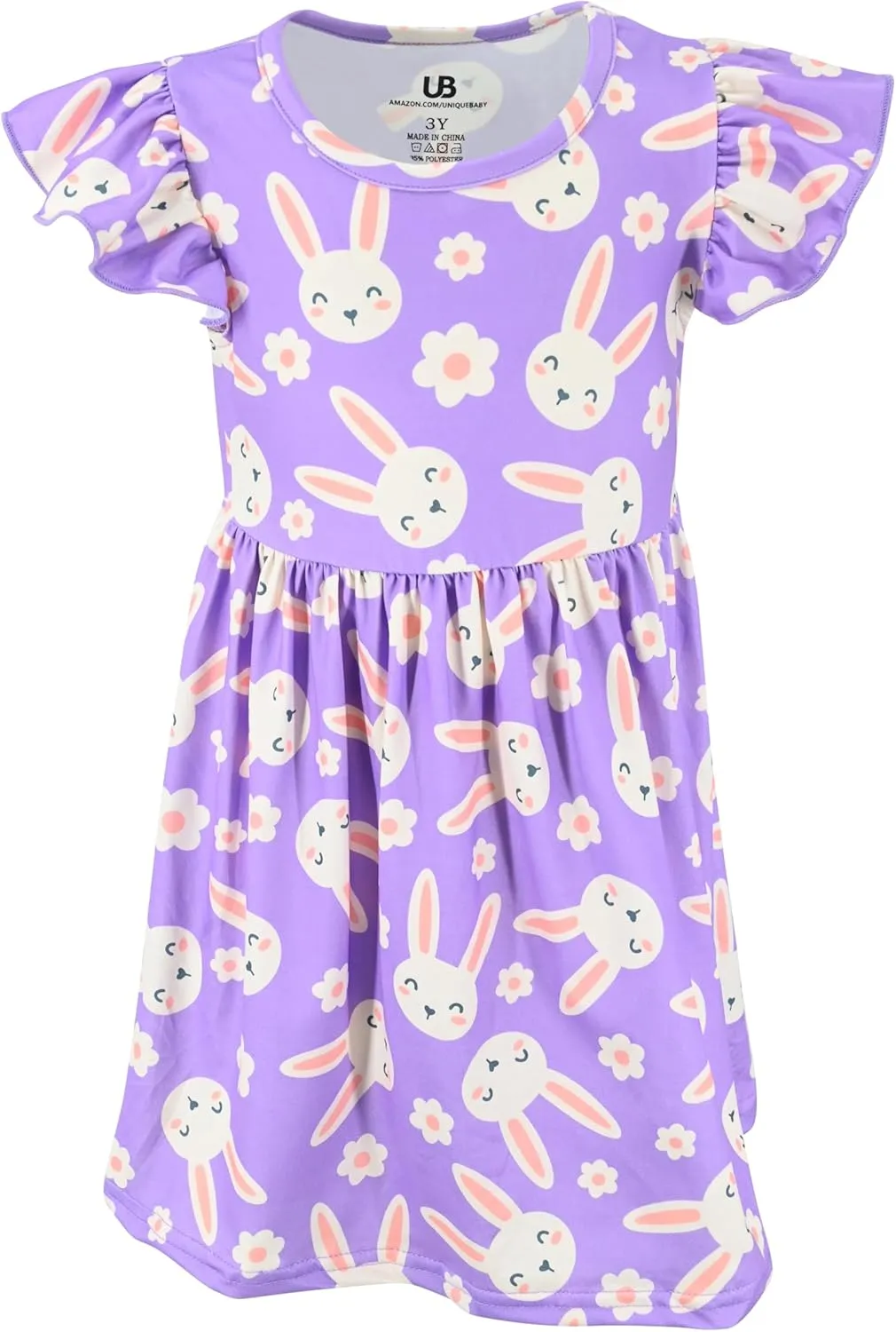 Unique Baby Girls' Short Sleeve Everyday Printed Dresses for Kid and Toddler, Sizes 2T-12Y