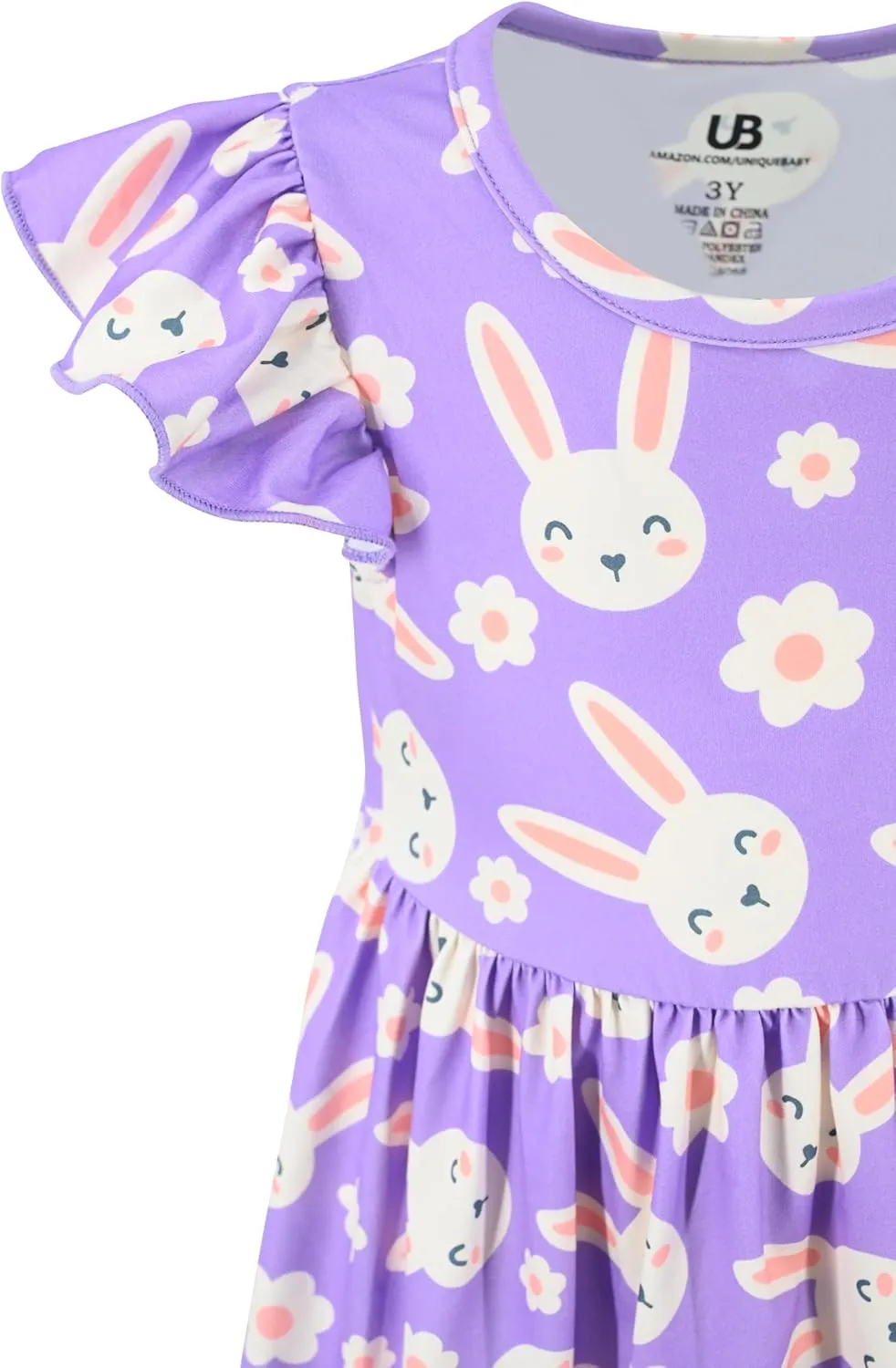 Unique Baby Girls' Short Sleeve Everyday Printed Dresses for Kid and Toddler, Sizes 2T-12Y