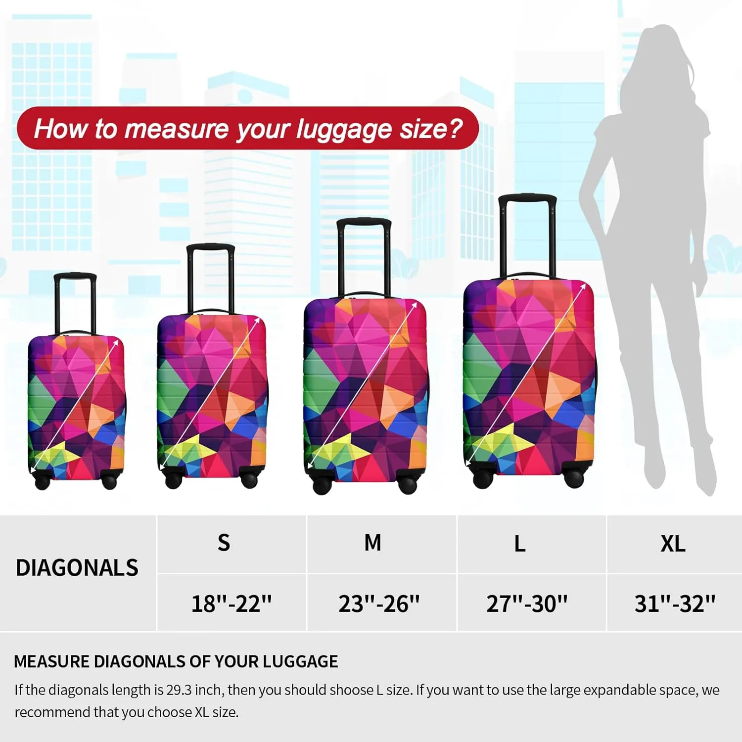 URBEST Luggage Cover Protector Suitcase Anti Scratch Dirt Covers, Fits 31"-32" Luggage Geometric