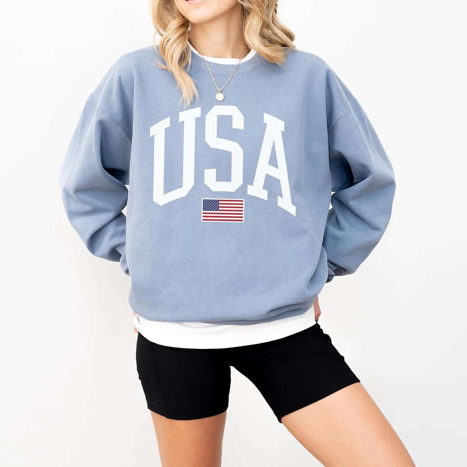 USA Flag Graphic Sweatshirt for 4th of July  Unisex Pullover for Women and Men, 80% Cotton, Perfect for Independence Day
