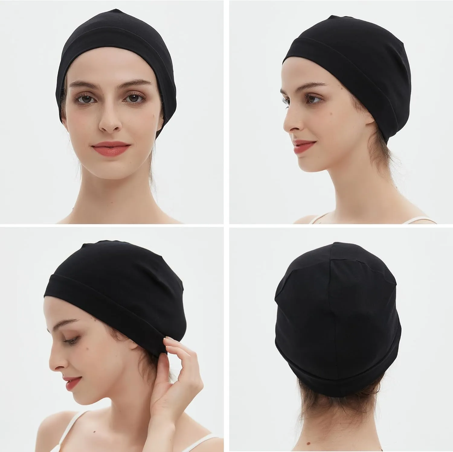 vidsel 100% Cotton Skull Caps for Men Women Breathable Night Cap Sleep Hats Soft Lightweight Running Beanie Helmet Liner