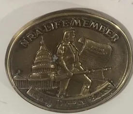 Vintage Metal Belt Buckle, NRA Life Member, Nice Design, Standard Size, Heavy Duty, Quality, Thick Metal, For Belts, Fashion,