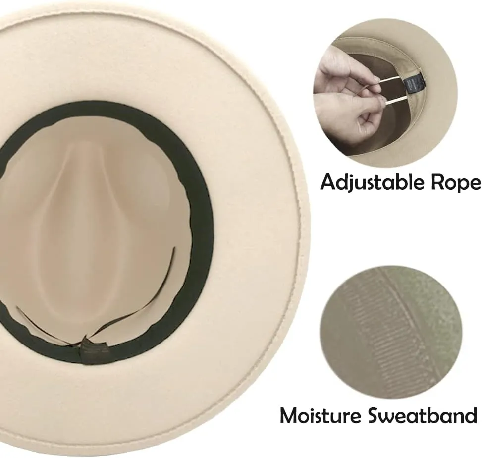 Womens Wide Brim Fedora Hat with Pearl Band Lady Panama Hat