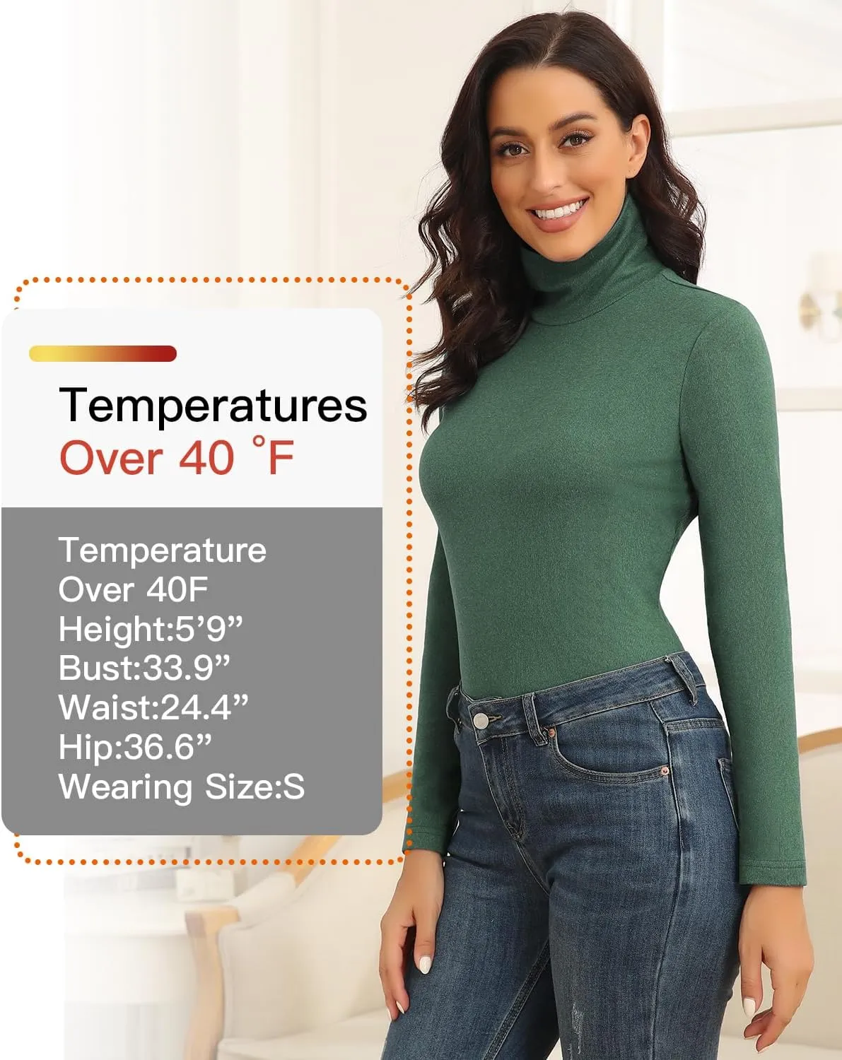 WOWENY Womens Fashion Turtleneck Long Sleeve Thermal Shirts Slim Fit Soft Base Layer Underwear Tops