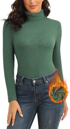 WOWENY Womens Fashion Turtleneck Long Sleeve Thermal Shirts Slim Fit Soft Base Layer Underwear Tops