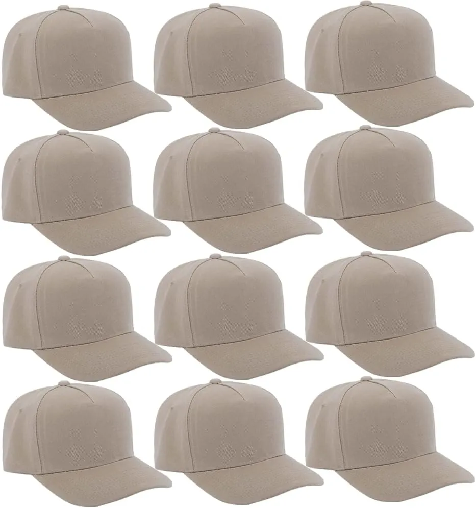 ZH 12 PC 5 Panel Baseball caps, Bulk Baseball caps, Customizable DIY Design, Wholesale Caps, One-Size-Fits-All