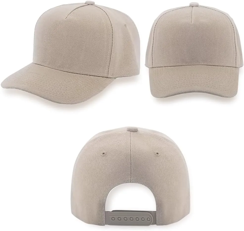 ZH 12 PC 5 Panel Baseball caps, Bulk Baseball caps, Customizable DIY Design, Wholesale Caps, One-Size-Fits-All
